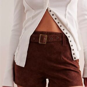 Free People Chocolate Suede Jada Shorts
